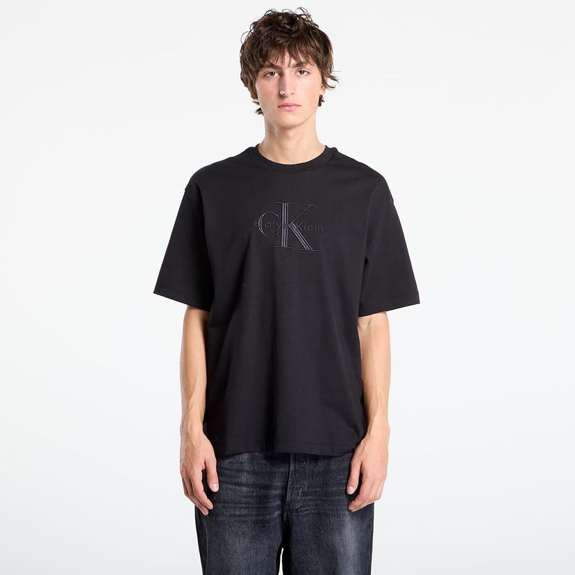 Tričko CALVIN KLEIN Calvin Klein Hi Low Emb 16S Jersey T-Shirt Čierna | LV04RB295G UB1