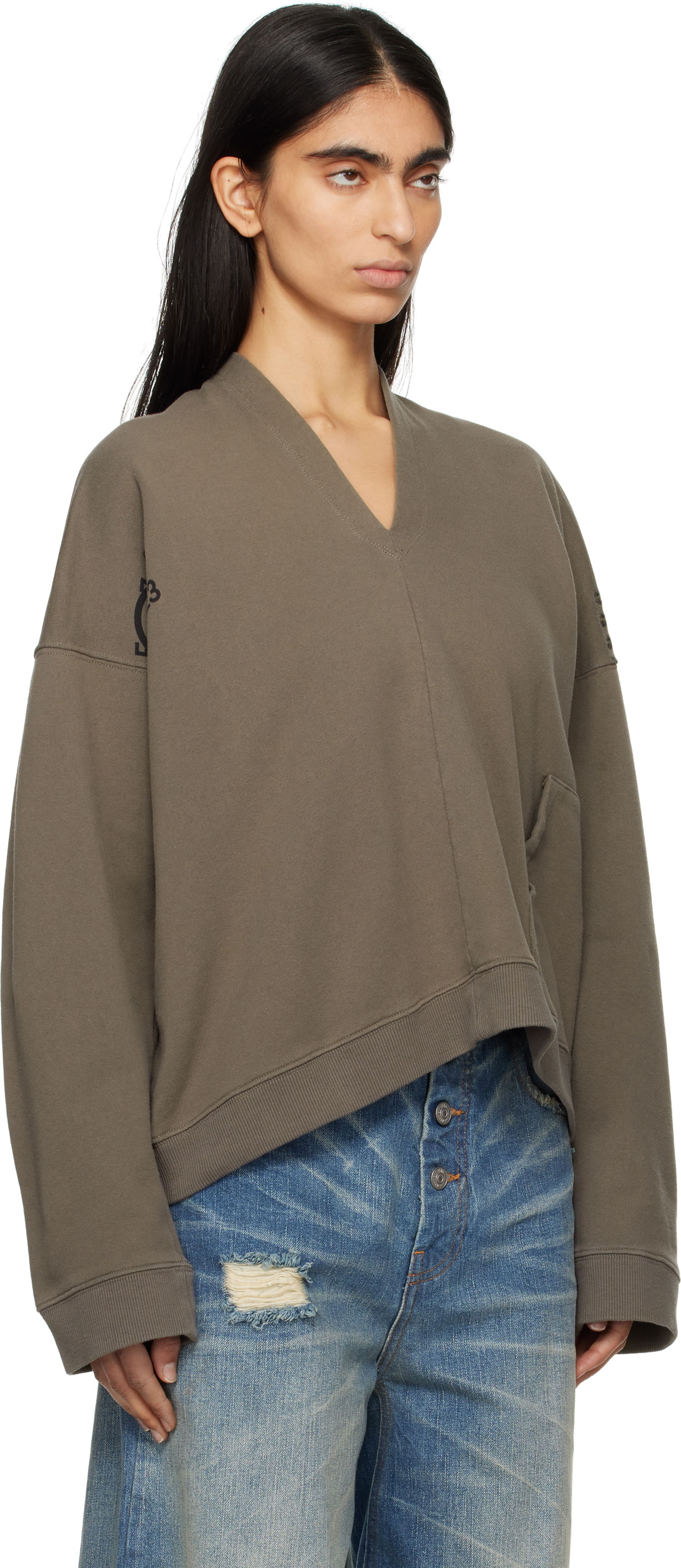 Sveter Maison Margiela MM6 Maison Margiela V-Neck Sweatshirt Hnedá | S52GU0239 M25014, 1