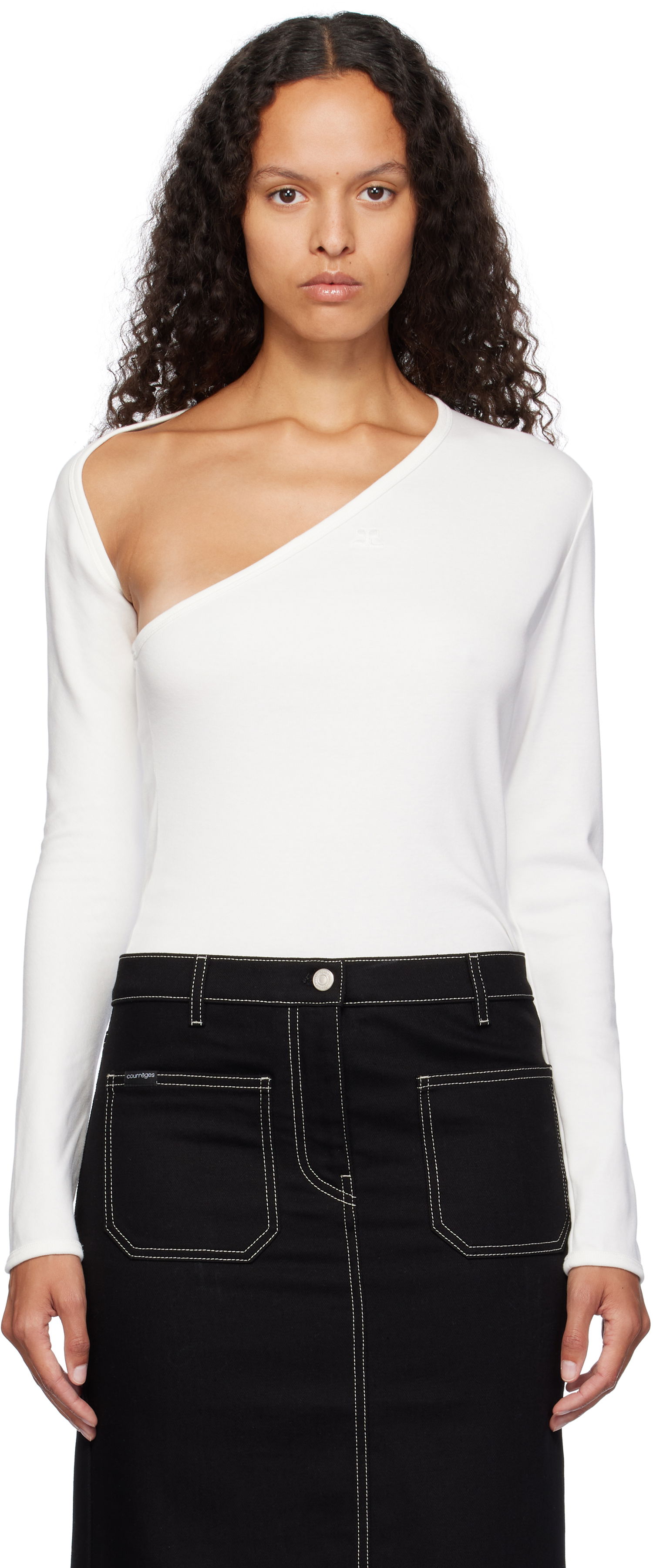 Tričko Courrèges Slash Neck Long Sleeve Top Biela | 424JTS158JS0070, 0