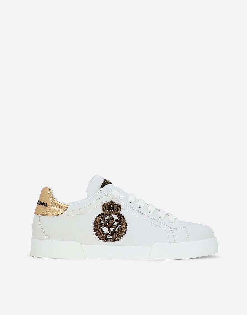 Tenisky a topánky Dolce & Gabbana Dolce & Gabbana Portofino Crown Patch Calfskin Biela | CS2330AH1368I047