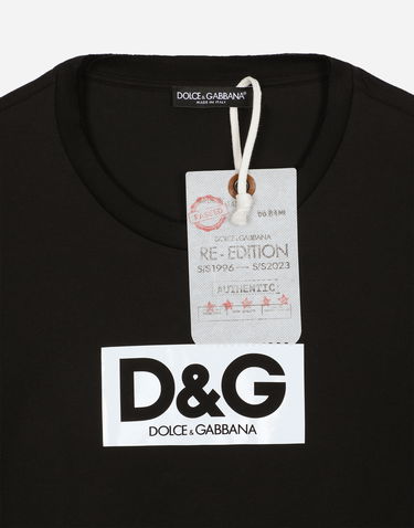 Tričko Dolce & Gabbana Cotton Round-neck T-shirt With Patch Čierna | G8QI4TFU7EQN0000, 2