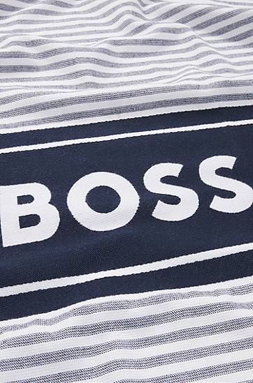 Šál BOSS BOSS Striped Cotton Beach Towel with Logo Navy | 50540424, 1