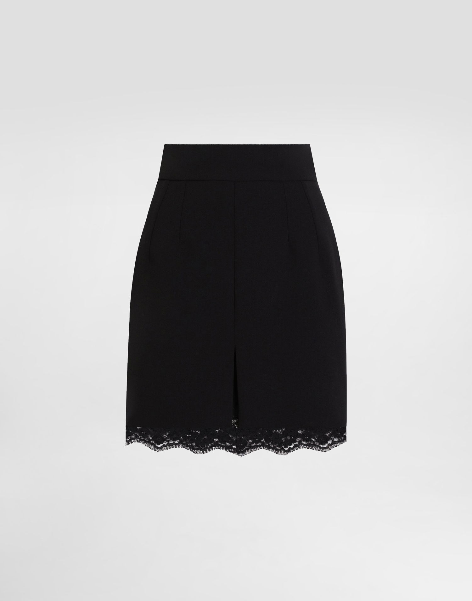 Sukňa Dolce & Gabbana Dolce & Gabbana Double Crepe Wool Skirt with Lace Trim Čierna | F4BS7TFU2L8N0000, 0