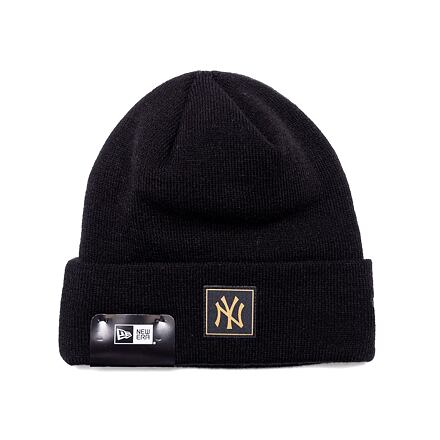 Kulicha New Era MLB Metallic Badge Cuff Knit New York Yankees Black / Metallic Gold One Size Čierna | 60424815