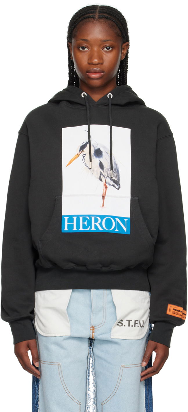 Mikina HERON PRESTON Bird Painted Hoodie Čierna | HWBB024F23JER0021046, 0