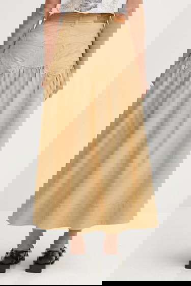 Sukňa GANNI GANNI Classic Summer Suiting Maxi A-Line Skirt Béžová | W0620, 2
