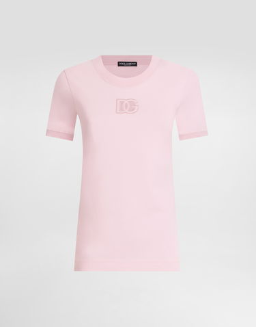 Tričko Dolce & Gabbana Dolce & Gabbana Jersey T-Shirt with Raised DG Logo Ružová | F8N08ZGDCX1F2528, 0