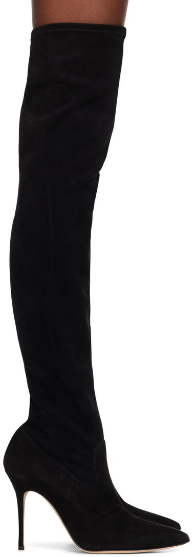 Starostlivosť o obuv Manolo Blahnik Manolo Blahnik Pascalarehi Suede Over-The-Knee Boots Čierna | 220-0698, 0