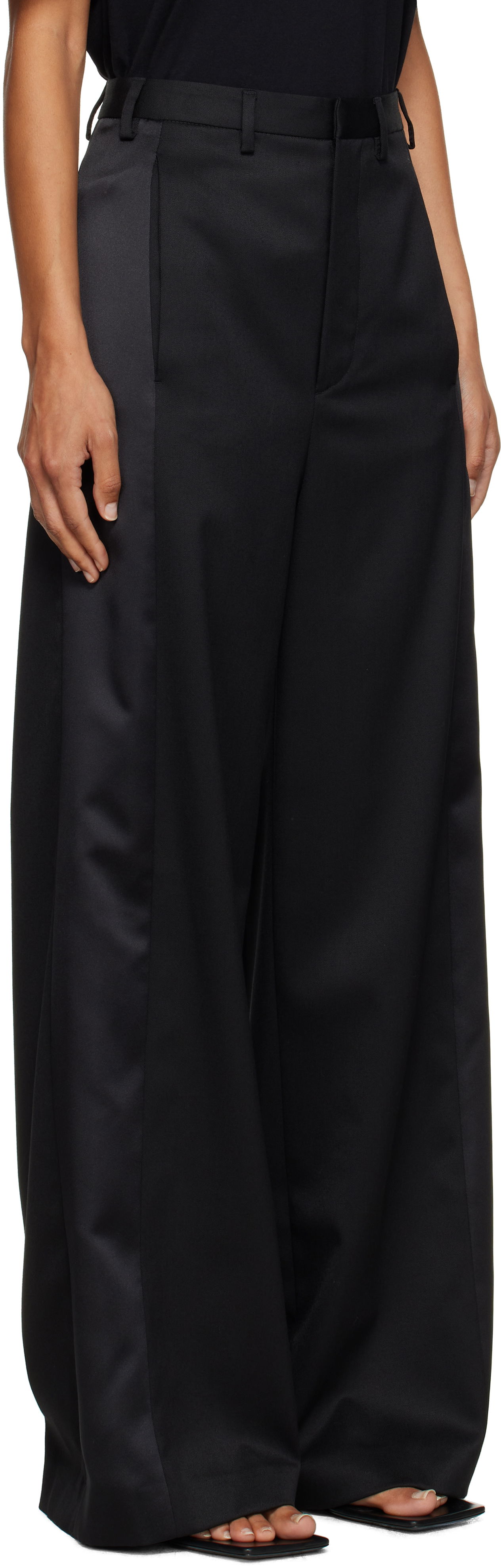 Nohavice Maison Margiela MM6 Maison Margiela Tailored Wool Wide-Leg Trousers Čierna | S52KA0541 S47848, 1