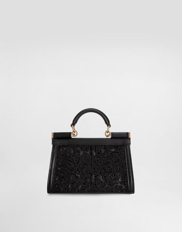 Kabelka Dolce & Gabbana Dolce & Gabbana Small Sicily Embroidered Lace Handbag Čierna | BB7116B9I478S485, 3