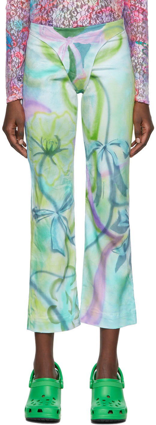 Nohavice Collina Strada Collina Strada Printed Cotton Cropped Trousers Rôznofarebný | XX6397 RECYCLED COTTON, 0