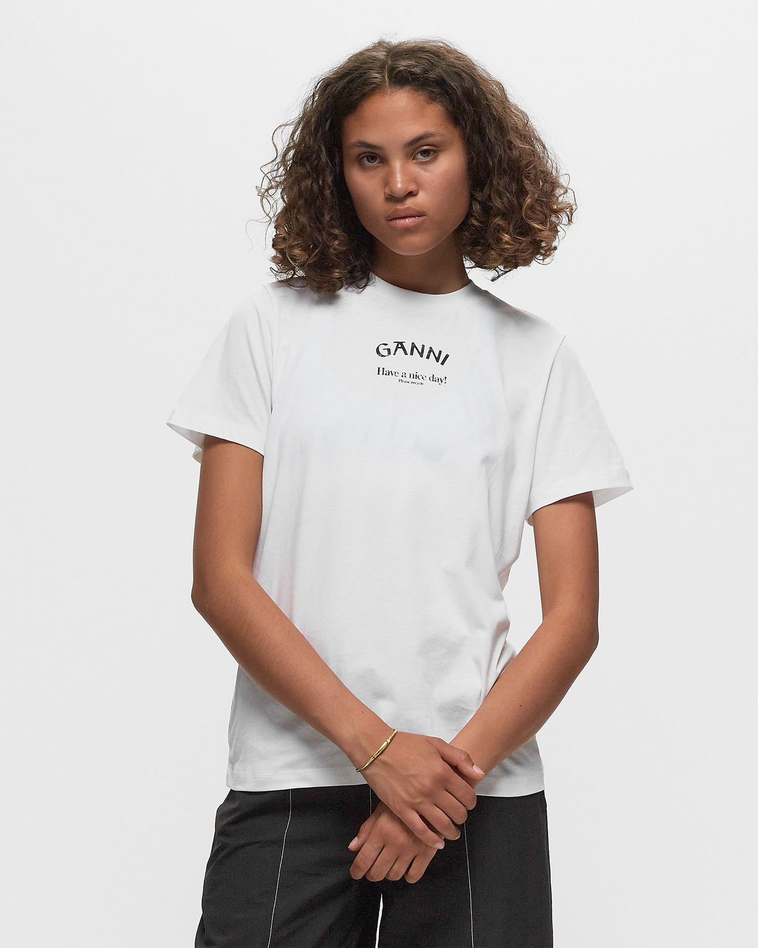 Tričko GANNI Thin Jersey Relaxed T-shirt Biela | T3561-151, 1