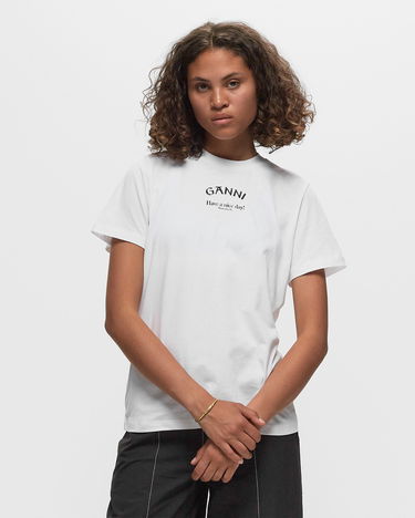 Tričko GANNI Thin Jersey Relaxed T-shirt Biela | T3561-151, 1