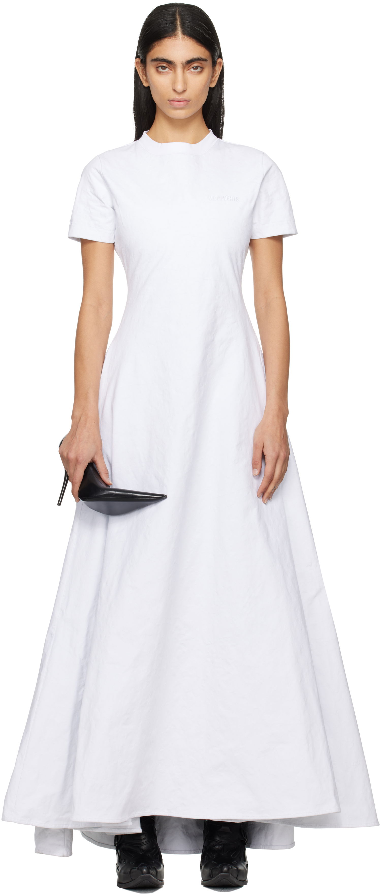 Šaty VETEMENTS Embroidered Logo T-Shirt Maxi Dress Biela | WA66DR100W, 0
