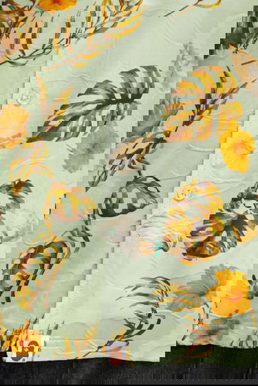 Košeľa BAPE Relaxed Silk Blend Vacation Pattern Open Collar Shirt Zelené | 1L30132308, 3