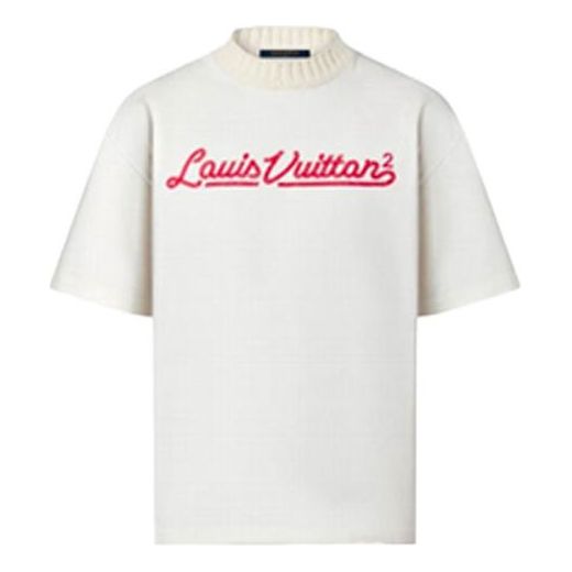 Tričko Louis Vuitton Knit Collar Logo T-Shirt Biela | 1A9GMM