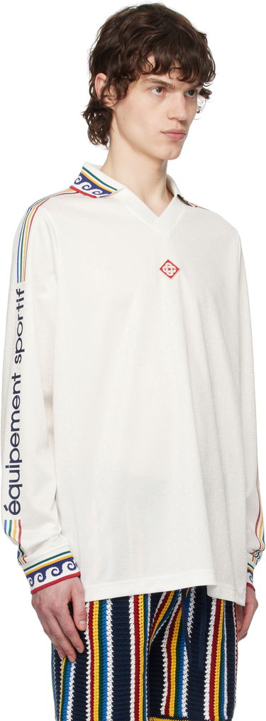 Polo tričko Casablanca Casablanca Long Sleeve Football Shirt Biela | MPS25-JTP-301-01, 2