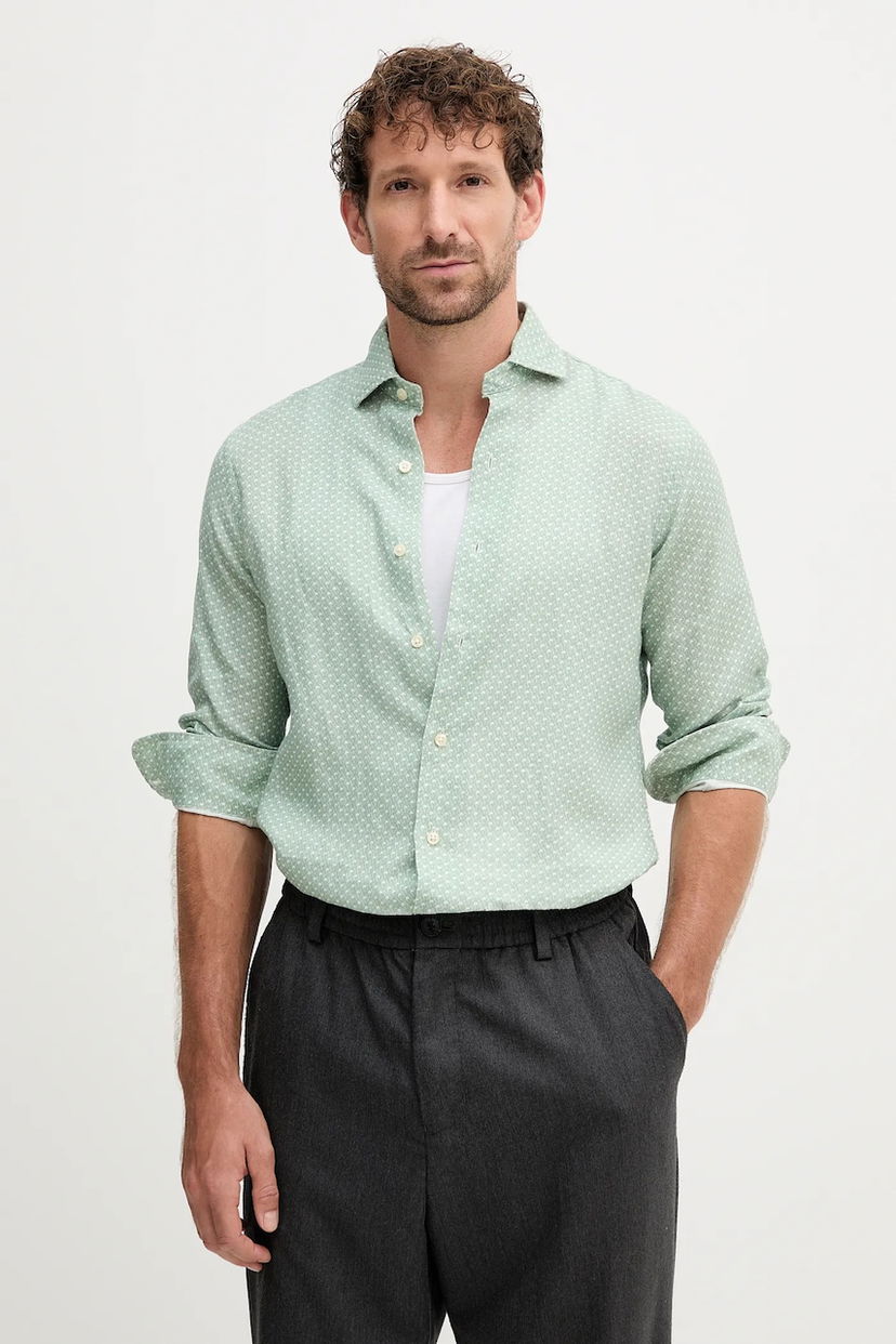 Košeľa Polo by Ralph Lauren Polo Ralph Lauren Regular Fit Linen Shirt with Italian Collar Zelené | 710974546