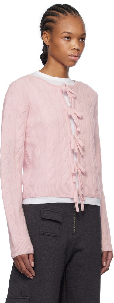 Sveter GANNI Ganni Cashmere Blend Tie Front Cardigan Ružová | K2415, 1