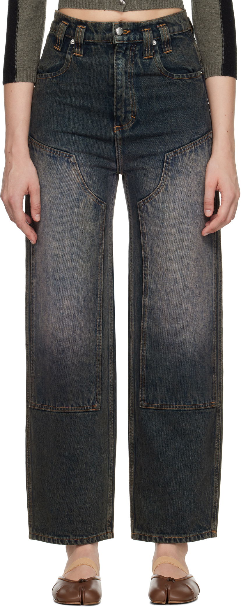 Džínsy Eckhaus Latta Eckhaus Latta Double Knee Baggy Jeans Modrá | 1229-EL-PF25-MR -