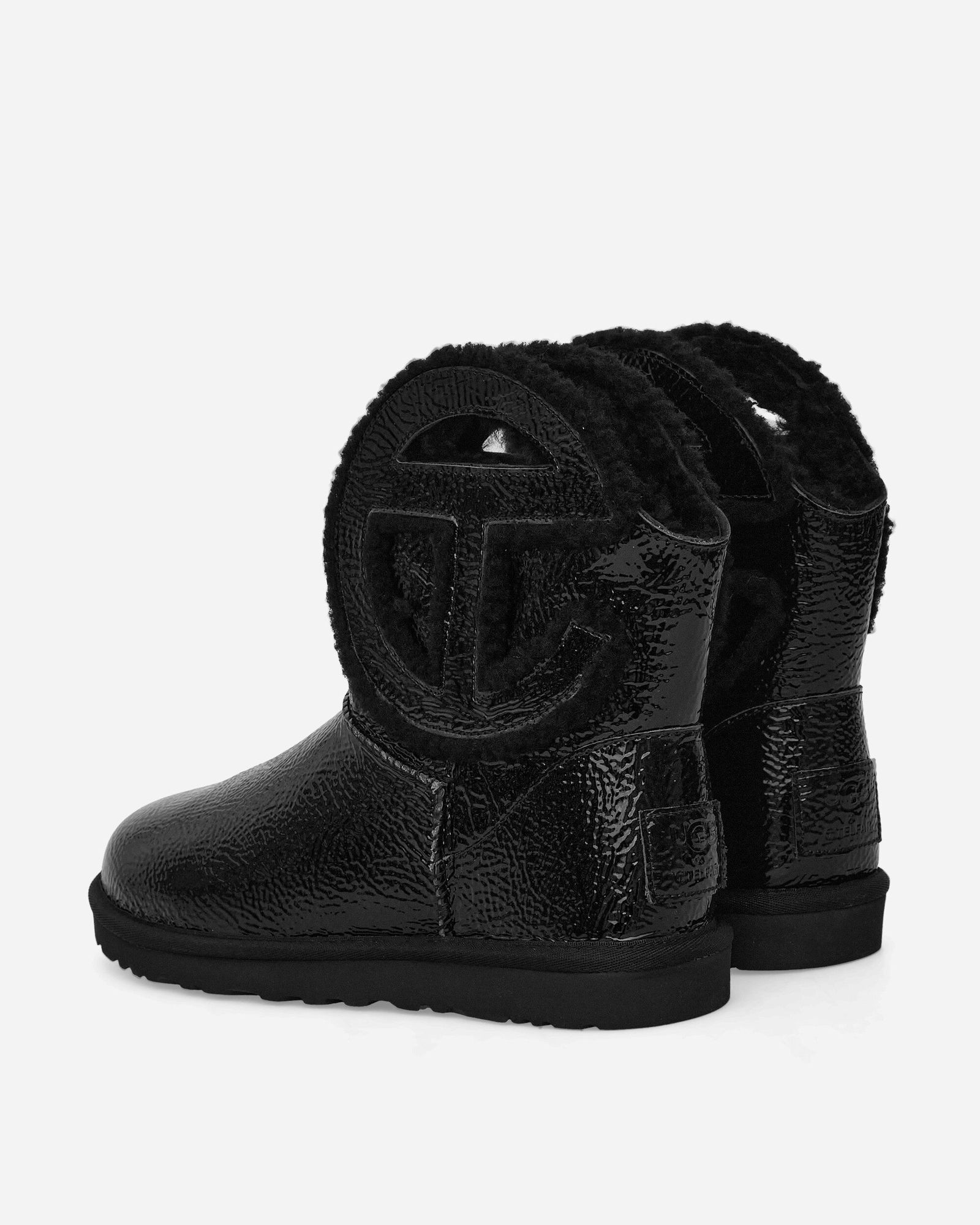 Telfar Logo Mini Crinkle Leather Boots Black