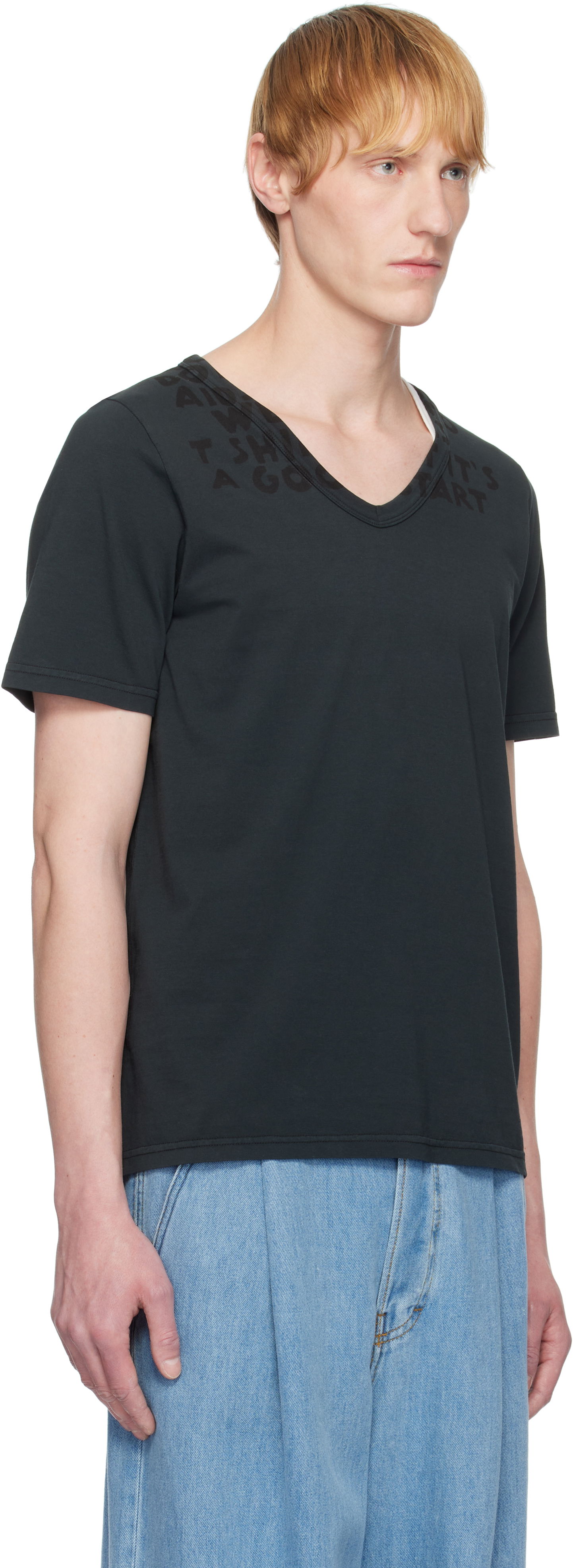 Tričko Maison Margiela MM6 Maison Margiela V-Neck Jersey T-Shirt Čierna | SH2GC0022 M20115, 1