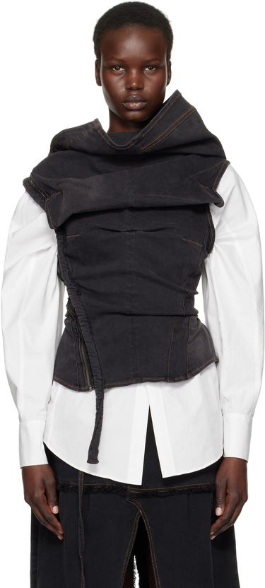 Crop Top Ottolinger Ottolinger Draped Denim Corset Top Čierna | 2217010111, 0