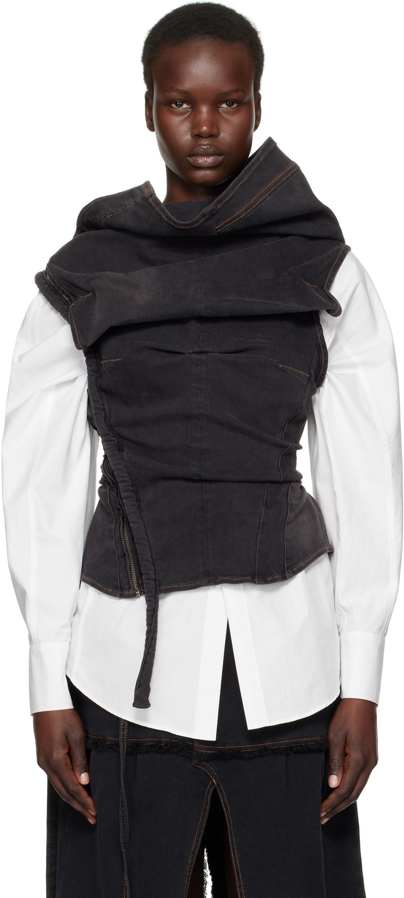 Crop Top Ottolinger Ottolinger Draped Denim Corset Top Čierna | 2217010111