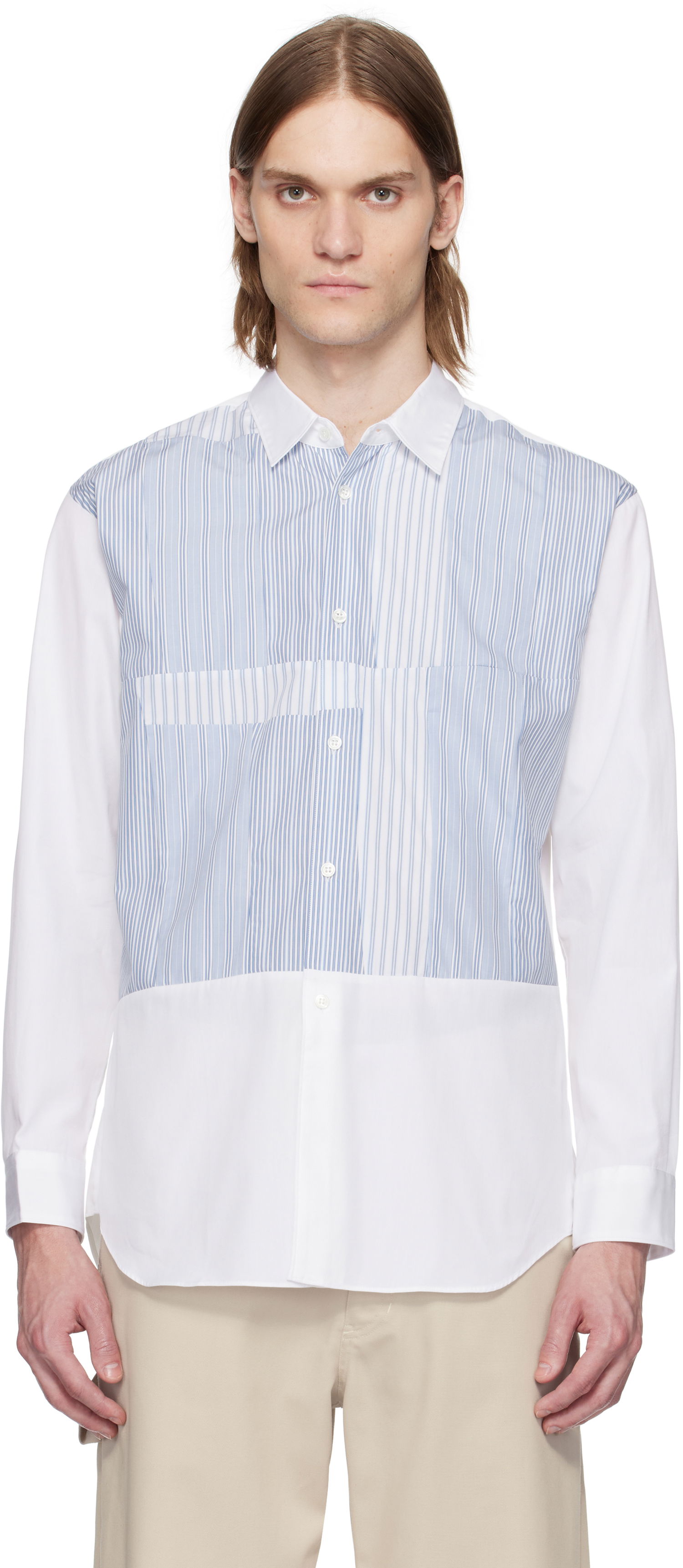 Košeľa Comme des Garçons Comme des Garçons Yarn Dyed Stripe Poplin Shirt Biela | FO-B027-051, 0