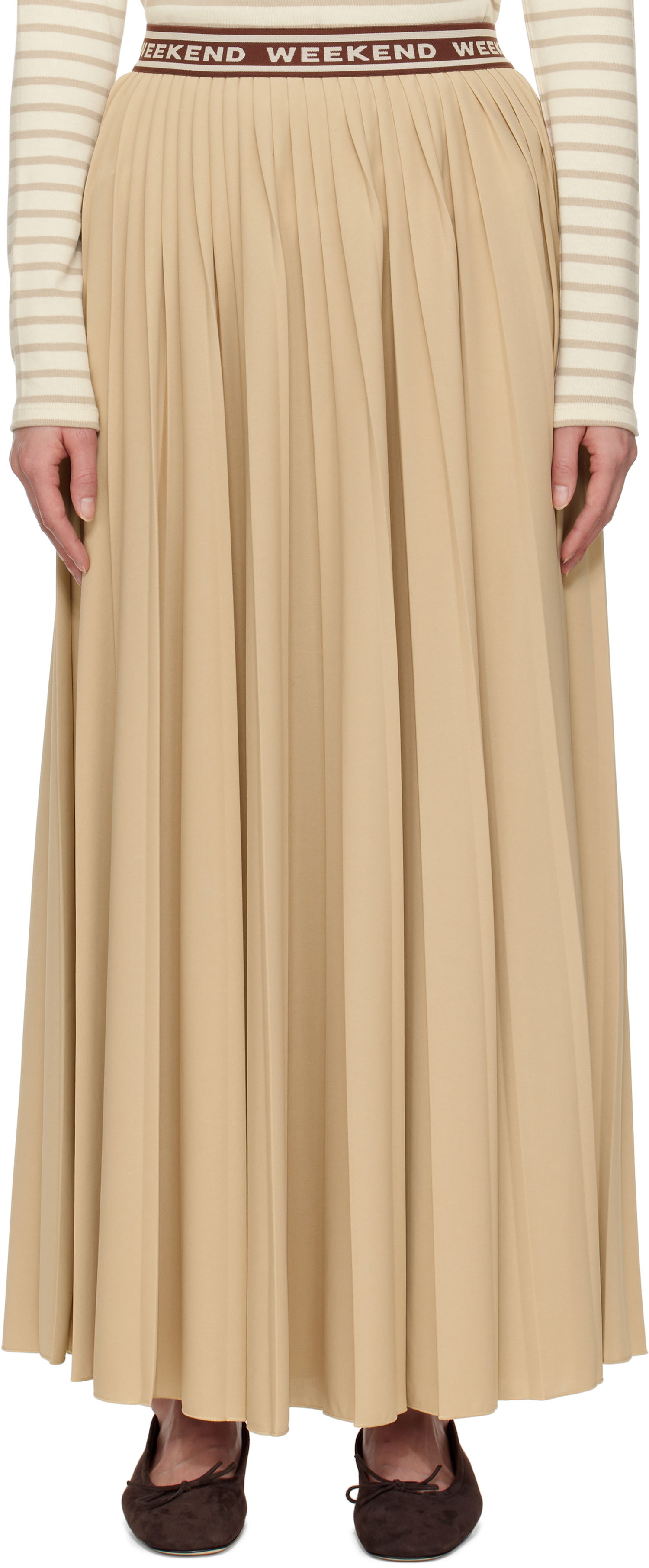 Sukňa Max Mara Weekend Max Mara Bleu Pleated Maxi Skirt Béžová | 2515771031600, 0