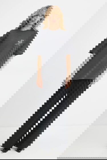 Tričko Samsoe Samsoe Printed Oversized Cotton SAJOURNAL T-Shirt Šedá | U24400006, 4