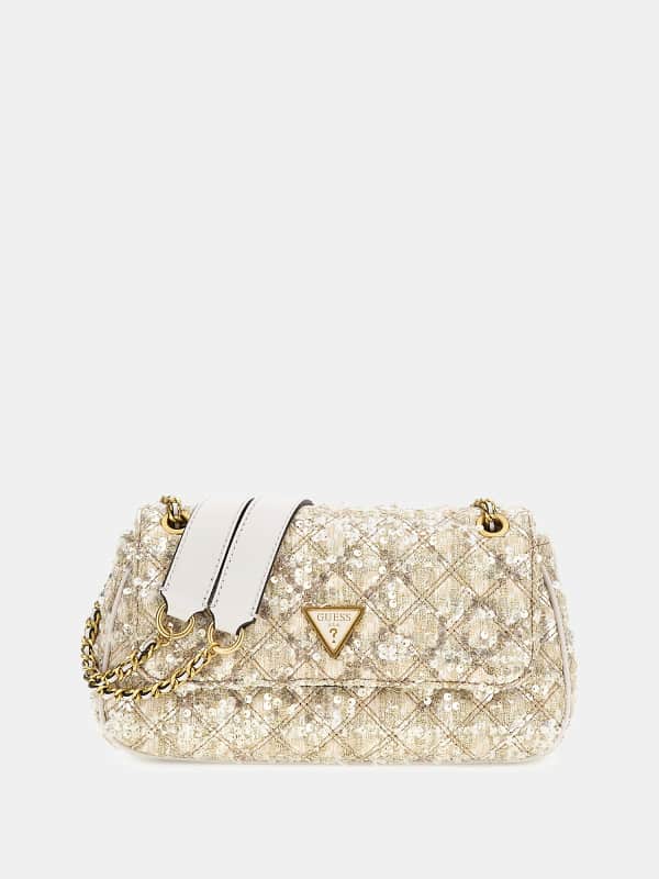 Taška cez rameno GUESS Giully Sequinned Crossbody Bag Metalická | HWGT8748210, 0