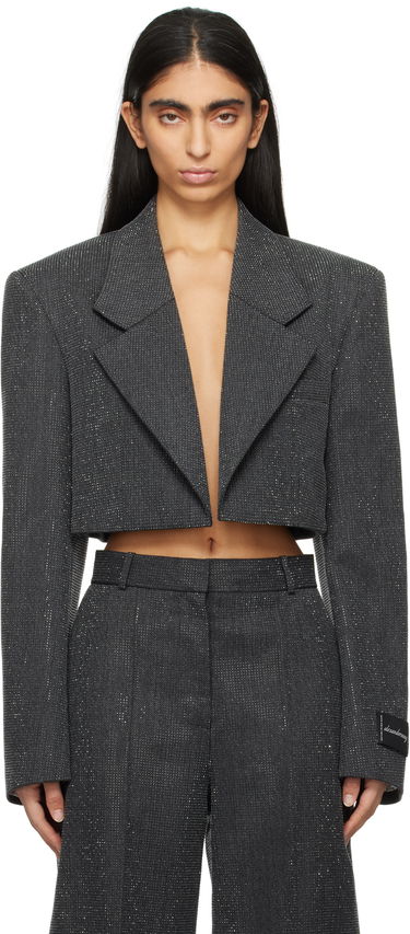Bunda Alexander Wang Cropped Glitter Blazer Šedá | 1WC1252619, 0