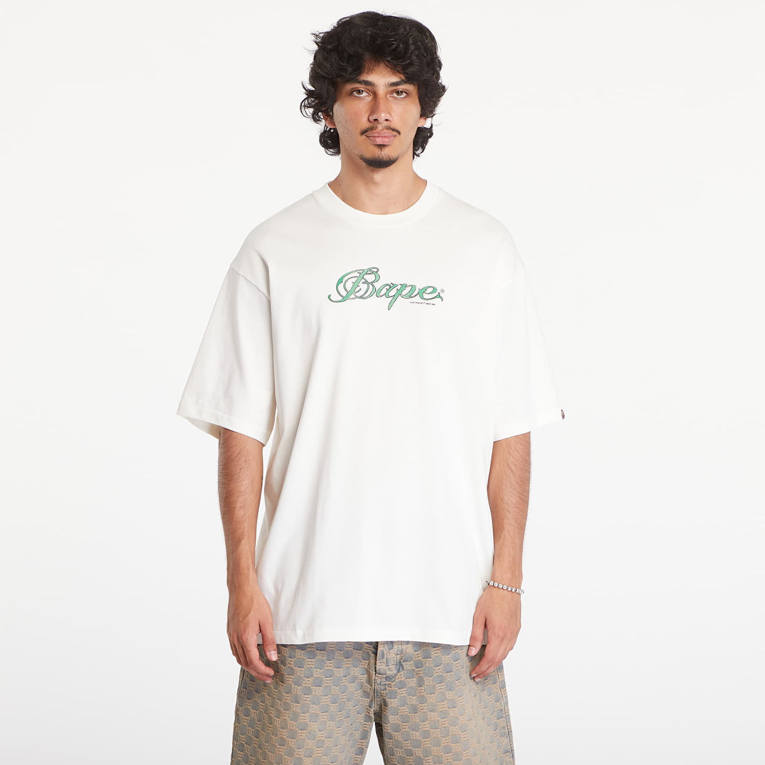 Tričko BAPE A BATHING APE Logo Relaxed Fit Short Sleeve Tee Ivory Biela | 001TEK801316M IVY, 0