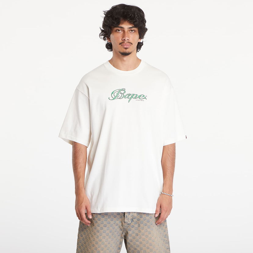 Tričko BAPE A BATHING APE Logo Relaxed Fit Short Sleeve Tee Ivory Biela | 001TEK801316M IVY