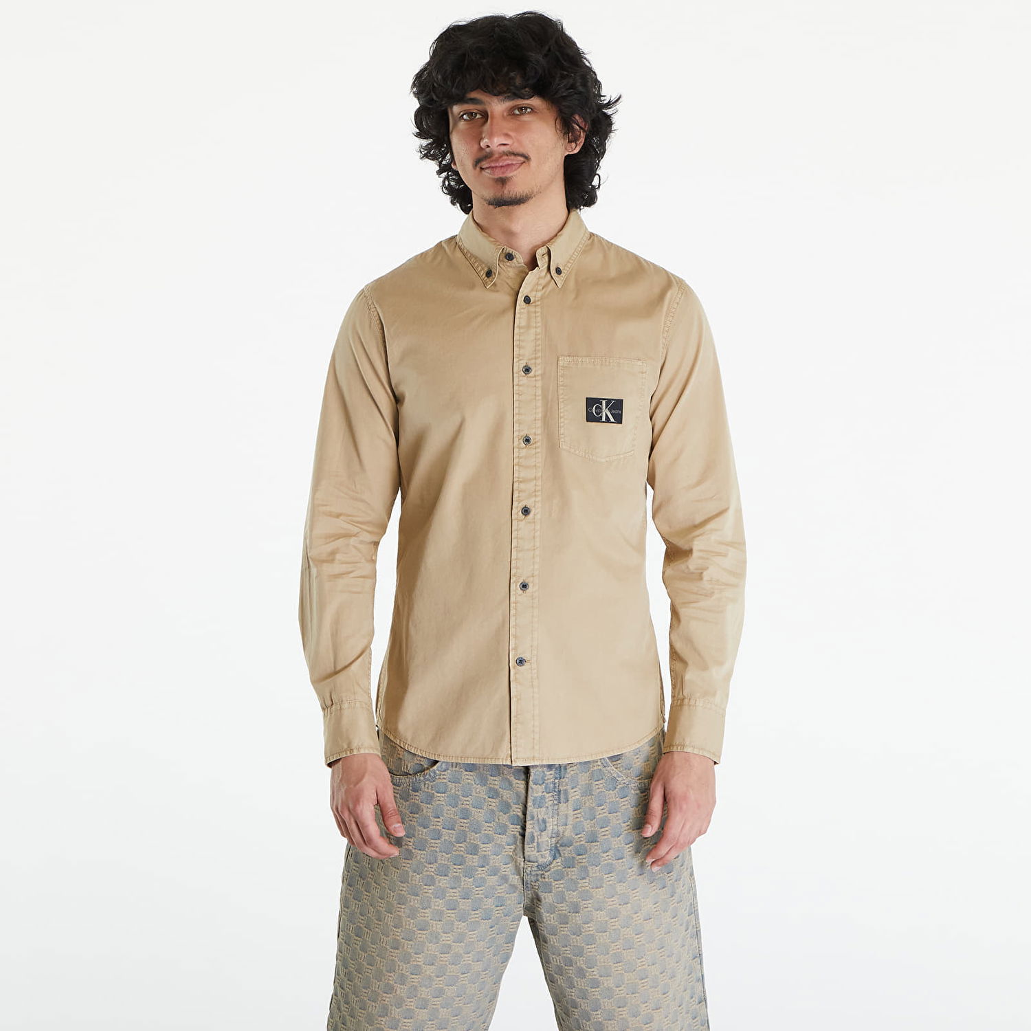 Košeľa CALVIN KLEIN Regular Shirt Beige Béžová | J30J325772 PF2, 0