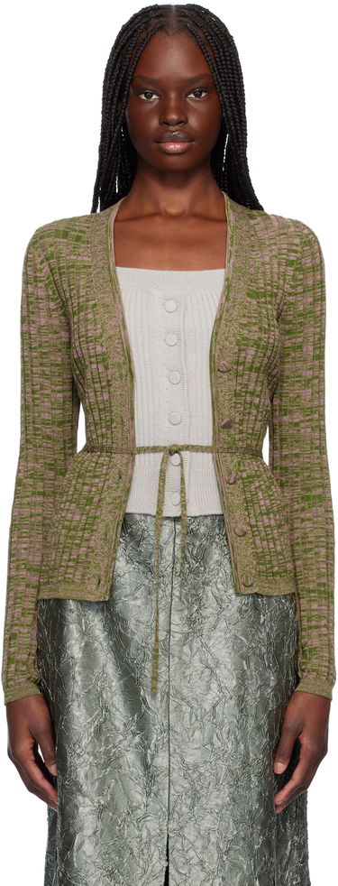 Sveter Dries Van Noten Dries Van Noten Rib-Knit Tie Cardigan Zelené | 251-011229-1716, 0