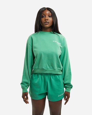 Mikina Sporty & Rich Disco Cropped Crewneck Zelené | CR474KE, 1