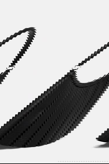 Taška cez rameno Lacoste Lacoste Pleated Leather Shoulder Bag Čierna | NU5015DP, 1