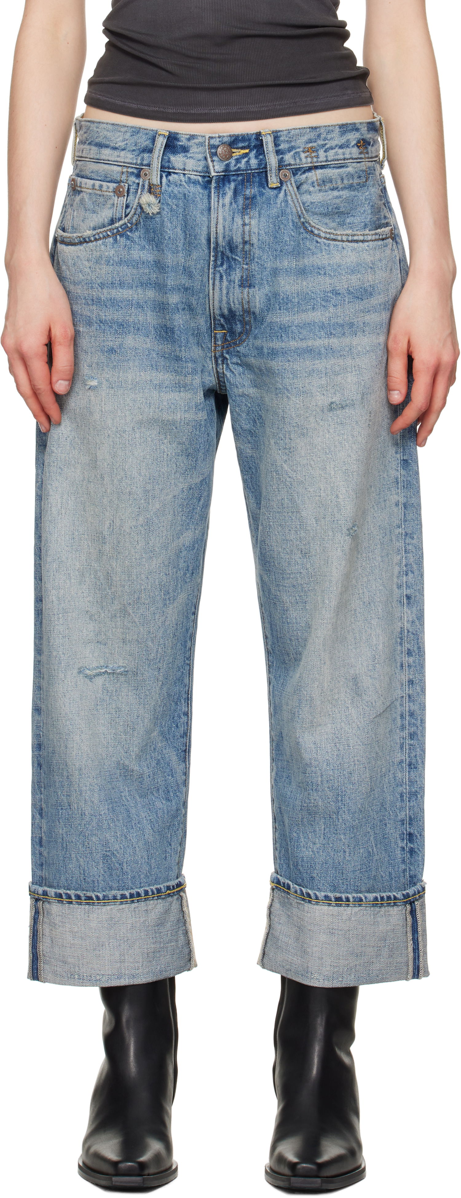 Džínsy R13 R13 Cuffed X-Boyfriend Jeans Modrá | R13WD111-D149D, 0