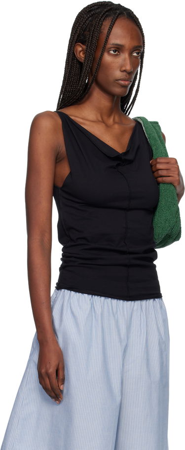 Tielko Baserange Daffa Draped Neck Exposed Seam Tank Top Čierna | TTDFT-GEC-WI25, 1