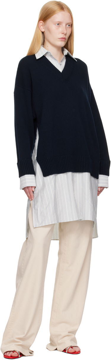 Sveter Stella McCartney Stella McCartney Crewneck Jumper Shirt Dress Navy | 6K10643S2583, 4