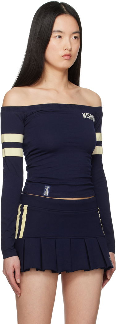 Crop Top MISBHV MISBHV Varsity Off-Shoulder Longsleeve T-Shirt Navy | 250W125, 1