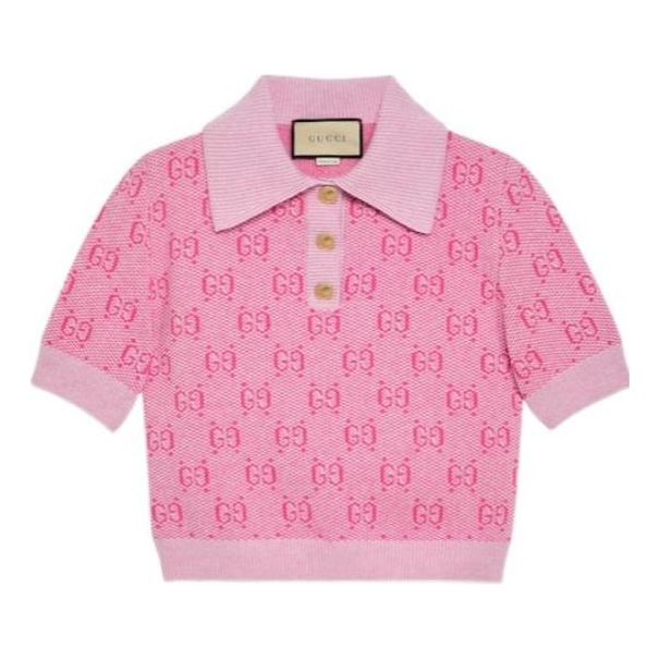 Polo tričko Gucci GG Wool Jacquard Polo Shirt Ružová | 773631-XKDK5-5152