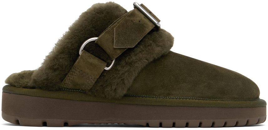 Oblečenie Burberry Burberry Chubby Suede & Shearling Slippers Zelené | 8092549, 0