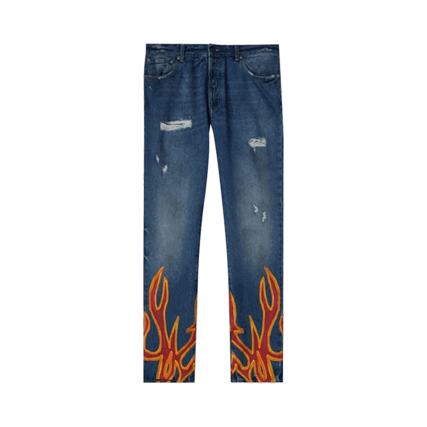 Džínsy Palm Angels Burning Regular 5 Pocket Jeans Navy | PMYA012F22DEN0074525, 0