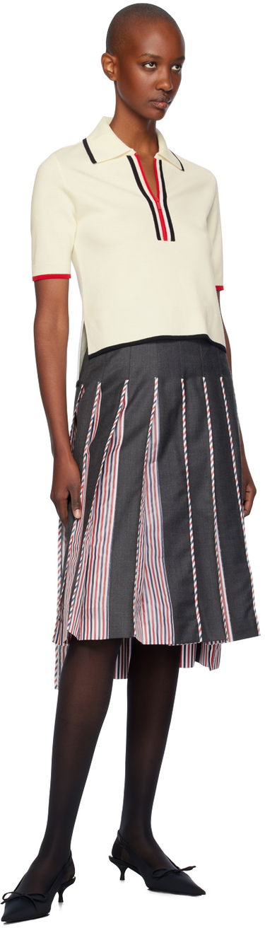 Polo tričko Thom Browne Thom Browne Wool Zip Polo Biela | FKP109B-Y1037, 3