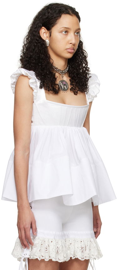 Tielko Chopova Lowena Ruffle Trim Tank Top Biela | 2216, 1