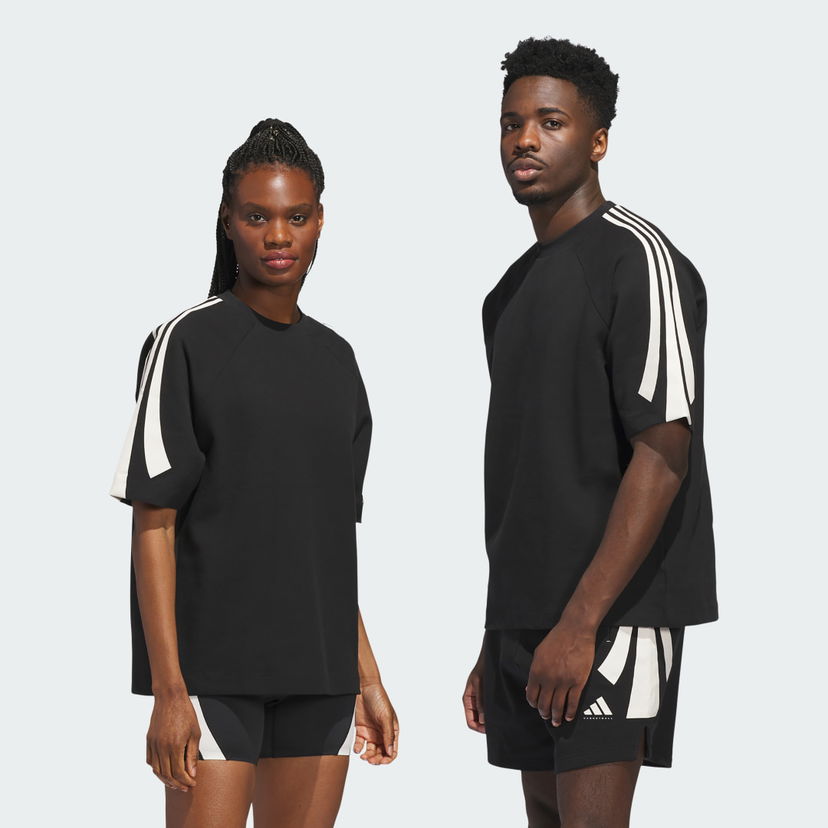 Mikina adidas Performance Basketball Short Sleeve Sweatshirt Čierna | JX5592