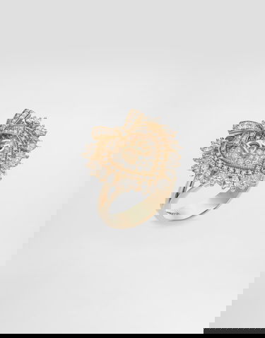 Prsteň Dolce & Gabbana Dolce & Gabbana Devotion Heart Ring with Diamonds and Bow, Size 50 Žltá | WRND1KWYEDWZOO00, 2